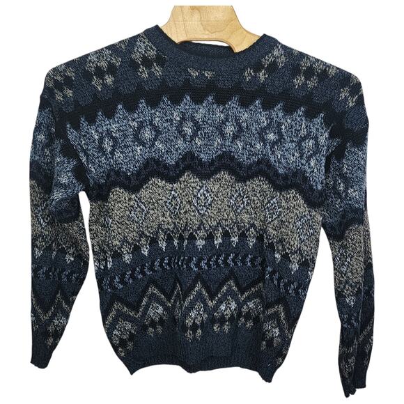 Vintage Michael Gerald Knit Sweater Geometric Funky Grandpa 80s 90s Large L - Picture 1 of 4